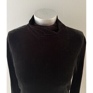 Vintage Nordstrom Velvet Mock Neck Size XL Black Minimalist Intimates Lounge